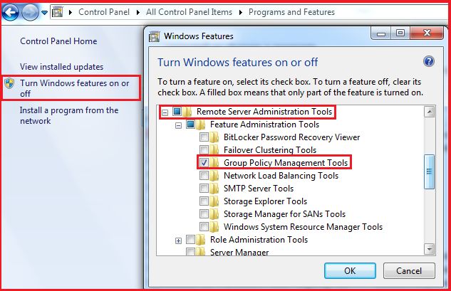 Enabling Group Policy Management